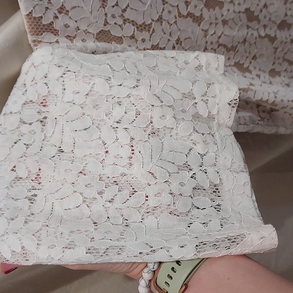 Boho White Lace with Beige Lining with Long Sleeve and a Tie Tassel Front Size L - Picture 3 of 9